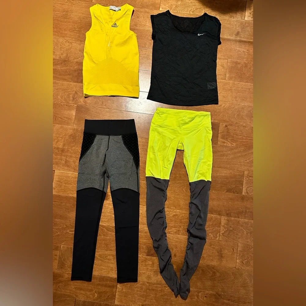 Workout clothing set: Alo Yoga, Adidas by Stella McCartney, Nike, Michi